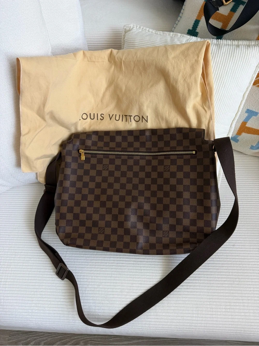 Louis Vuitton Brown Damier Ebene Messenger Bag with Adjustable Strap